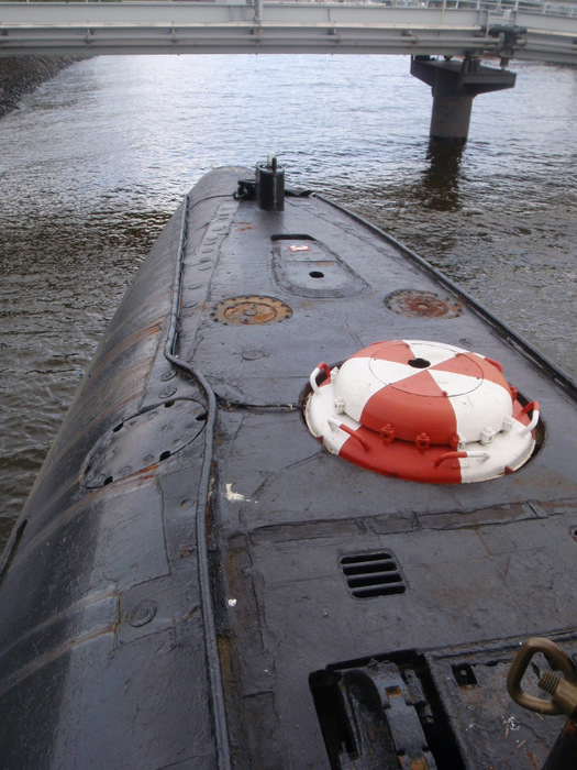Top-side, looking aft.